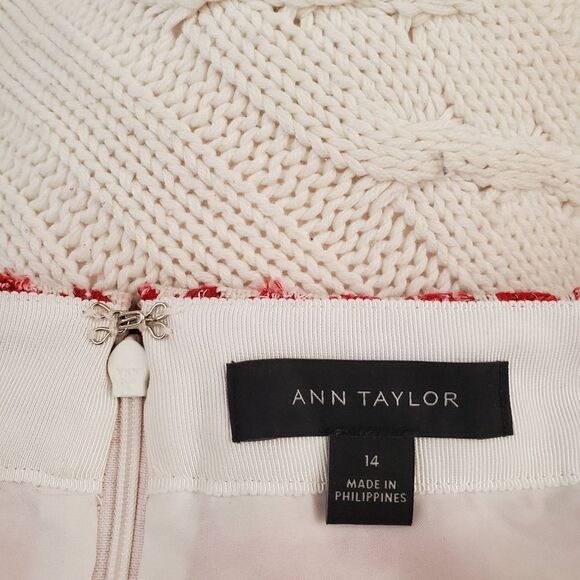 Ann Taylor Fringe Tweed A-Line Skirt - size 14 in Red - Picture 10 of 11